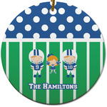 Football Round Ceramic Ornament w/ Multiple Names