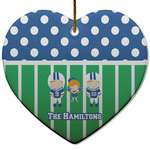 Football Heart Ceramic Ornament w/ Multiple Names