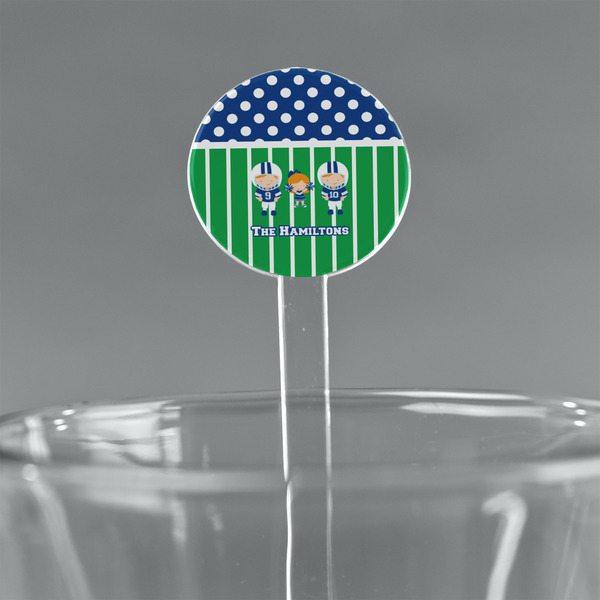 Custom Football 7" Round Plastic Stir Sticks - Clear (Personalized)