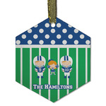 Football Flat Glass Ornament - Hexagon w/ Multiple Names