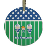 Football Flat Glass Ornament - Round w/ Multiple Names