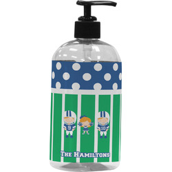Football Plastic Soap / Lotion Dispenser (16 oz - Large - Black) (Personalized)