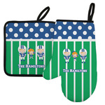 Football Left Oven Mitt & Pot Holder Set w/ Multiple Names