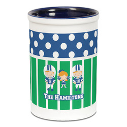 Football Ceramic Pencil Holders - Blue