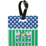 Football Plastic Luggage Tag - Square w/ Multiple Names