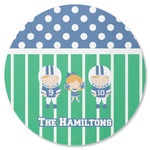 Football Round Rubber Backed Coaster (Personalized)