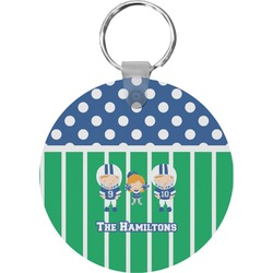Football Round Plastic Keychain (Personalized)