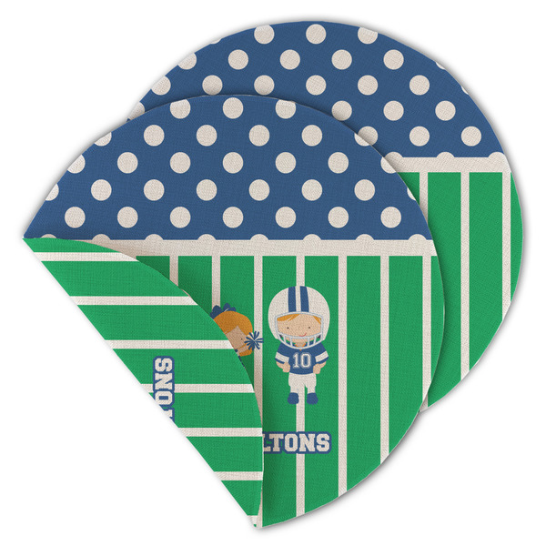 Custom Football Round Linen Placemat - Double Sided - Set of 4 (Personalized)