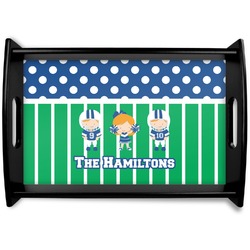 Football Black Wooden Tray - Small (Personalized)