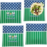 Football Set of 4 Glass Square Lunch / Dinner Plate 9.5" (Personalized)