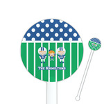 Football 5.5" Round Plastic Stir Sticks - White - Single Sided (Personalized)