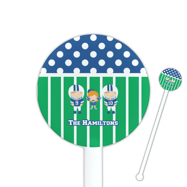 Custom Football 5.5" Round Plastic Stir Sticks - White - Single Sided (Personalized)