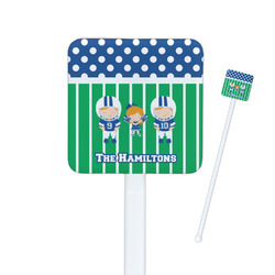 Football Square Plastic Stir Sticks - Double Sided (Personalized)