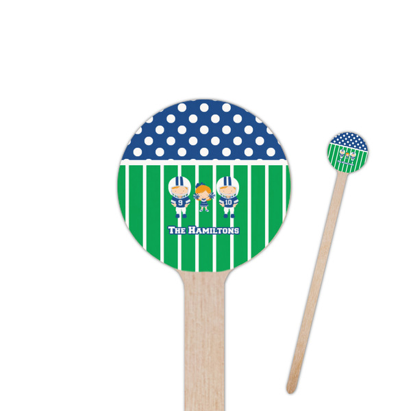 Custom Football 6" Round Wooden Stir Sticks - Single Sided (Personalized)