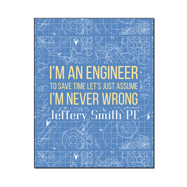 Custom Engineer Quotes Wood Print - 16x20 (Personalized)