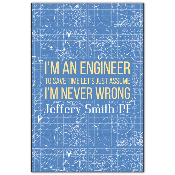 Custom Engineer Quotes Wood Print - 20x30 (Personalized)