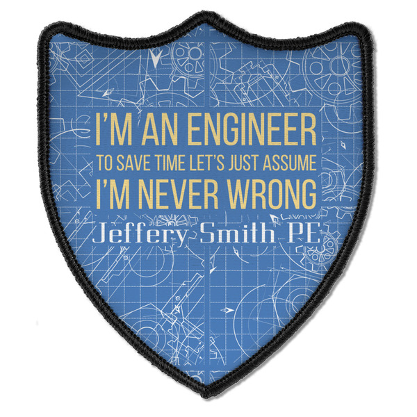 Custom Engineer Quotes Iron On Shield Patch B w/ Name or Text