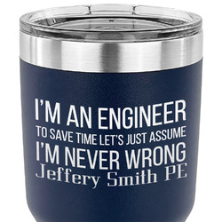 Engineer Quotes 30 oz Stainless Steel Tumbler - Navy - Double Sided (Personalized)