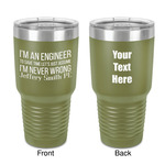 Engineer Quotes 30 oz Stainless Steel Tumbler - Olive - Double-Sided (Personalized)