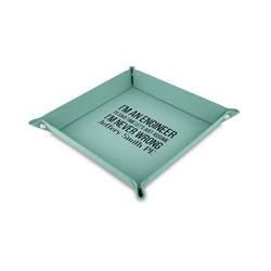 Engineer Quotes Faux Leather Dice Tray - 6" x 6" - Teal (Personalized)