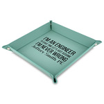 Engineer Quotes Faux Leather Dice Tray - 9" x 9"  - Teal (Personalized)