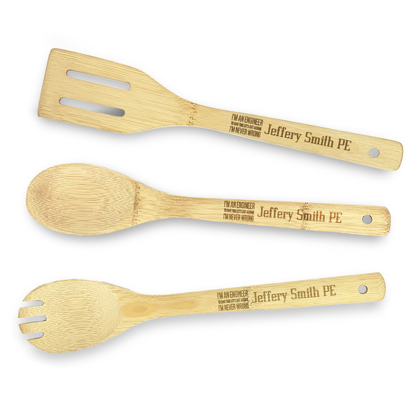 Custom Engineer Quotes Bamboo Cooking Utensil Set - Double Sided (Personalized)