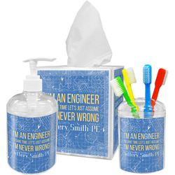 Engineer Quotes Acrylic Bathroom Accessories Set w/ Name or Text