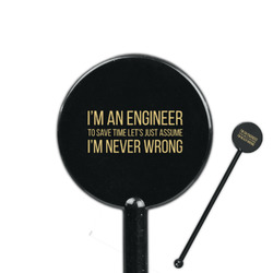 Engineer Quotes 5.5" Round Plastic Stir Sticks - Black - Double Sided