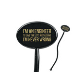 Engineer Quotes 7" Oval Plastic Stir Sticks - Black - Single Sided