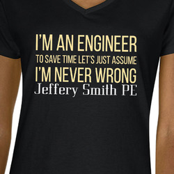 Engineer Quotes Women's V-Neck T-Shirt - Black (Personalized)