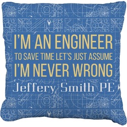 Engineer Quotes Faux-Linen Throw Pillow 16" (Personalized)