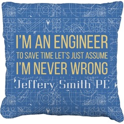 Engineer Quotes Faux-Linen Throw Pillow 26" (Personalized)