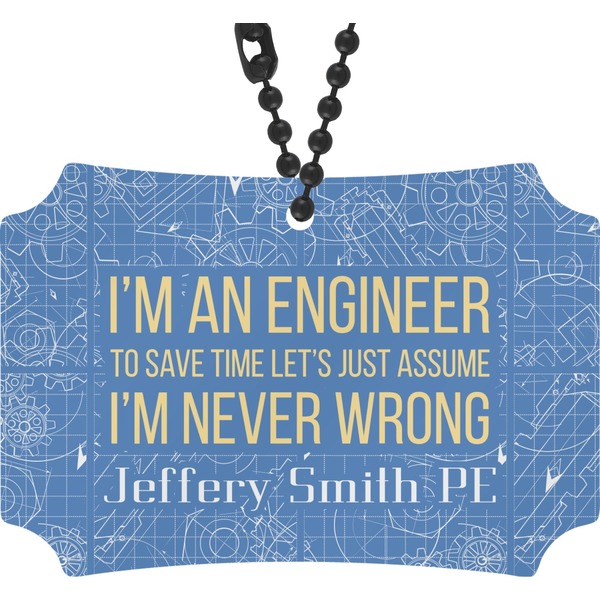 Custom Engineer Quotes Rear View Mirror Ornament (Personalized)