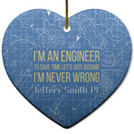 Engineer Quotes Heart Ceramic Ornament w/ Name or Text