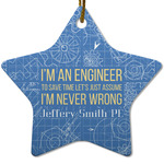 Engineer Quotes Star Ceramic Ornament w/ Name or Text