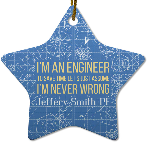 Custom Engineer Quotes Star Ceramic Ornament w/ Name or Text