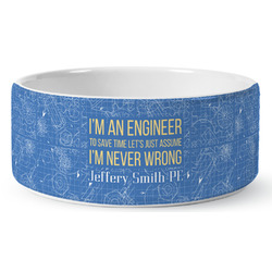 Engineer Quotes Ceramic Dog Bowl - Large (Personalized)