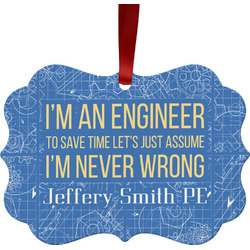 Engineer Quotes Metal Frame Ornament - Double Sided w/ Name or Text