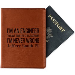 Engineer Quotes Passport Holder - Faux Leather - Single Sided (Personalized)