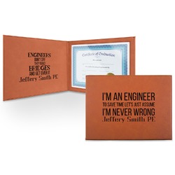Engineer Quotes Leatherette Certificate Holder - Front and Inside (Personalized)