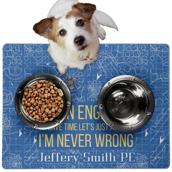 Custom Engineer Quotes Dog Food Mat - Medium w/ Name or Text