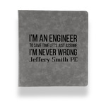 Engineer Quotes Leather Binder - 1" - Grey (Personalized)