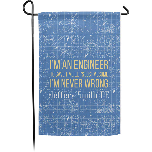 Custom Engineer Quotes Small Garden Flag - Single Sided w/ Name or Text