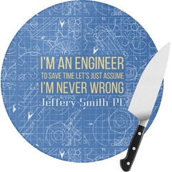 Engineer Quotes Round Glass Cutting Board - Medium (Personalized)