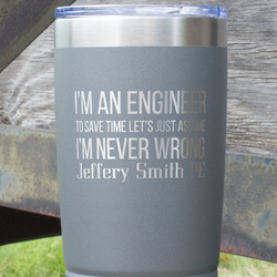 Engineer Quotes 20 oz Stainless Steel Tumbler - Grey - Double Sided (Personalized)