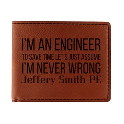 Engineer Quotes Leatherette Bifold Wallet - Single Sided (Personalized)