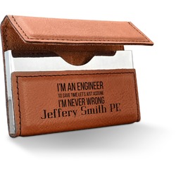 Engineer Quotes Leatherette Business Card Holder - Single Sided (Personalized)