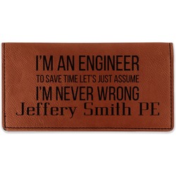 Engineer Quotes Leatherette Checkbook Holder (Personalized)