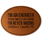 Engineer Quotes Faux Leather Iron On Patch - Oval (Personalized)