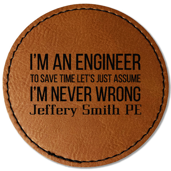 Custom Engineer Quotes Faux Leather Iron On Patch - Round (Personalized)